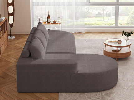Modern Curved Sofa, L-Shaped Modular Sectional Set With 3 Pillows
