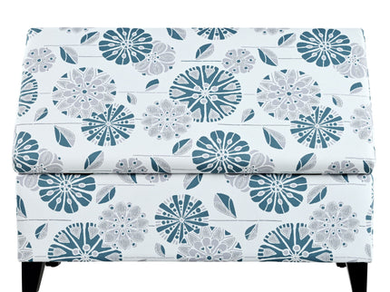 Luxury Storage Ottoman With Floral Patterned Fabric, Soft-Close Hinges, Multi Functional