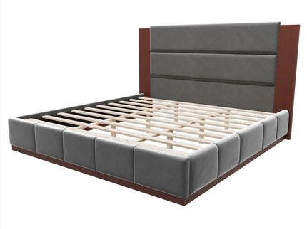 Modern Upholstered Platform Bed With Extended Headboard