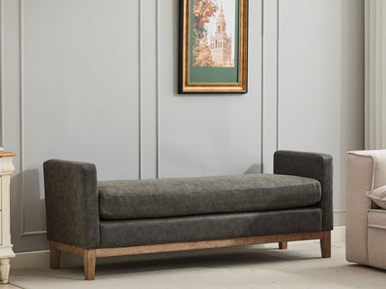 Elegant Upholstered Bench Daybed Ottoman With Bolster Pillows