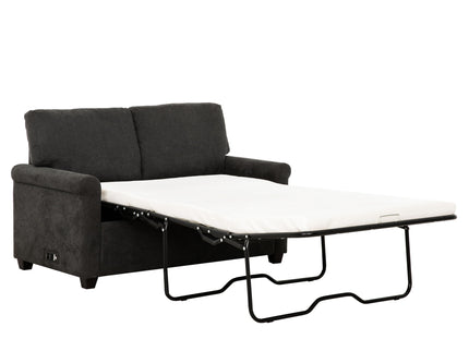 Convertible Twin Sleeper Sofa With USB Ports, 2 Seater Upholstered Loveseat - Dark Gray