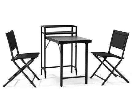 3 Piece Patio Bistro Set, Patio Set Of Foldable Patio Table And Chairs, Outdoor Patio Furniture Sets - Black
