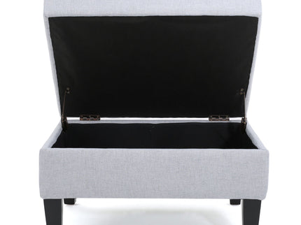 Storage Ottoman With Birch Wood Legs And Cushioned Top For Comfort