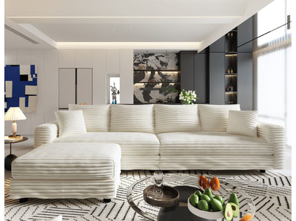 Deep Seat Convertible Sofa With Soft Pillows And Ottomans