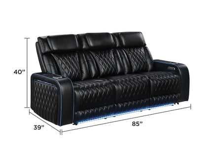 Electra - Power Reclining Sofa With Power Headrests, Drop Down Table, Reading Light, Massage, LED Lighting And USB Control