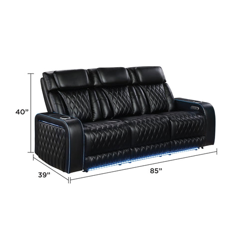 Electra - Power Reclining Sofa With Power Headrests, Drop Down Table, Reading Light, Massage, LED Lighting And USB Control