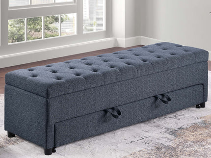 Storage Ottoman With Tufted Seat And Underseat Drawer
