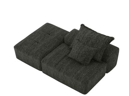 Modern Oversized Modular Sectional Sofa, Sparkling Fabric Soft Cushions With 2 Pillows