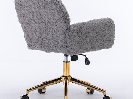 Office Chair, Artificial Rabbit Hair Home Office Chair With Metal Base, Adjustable Desk Chair Swivel Office Chair, Vanity Chair