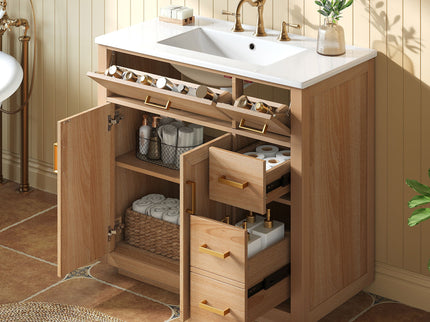 Bathroom Vanity & Sink, Soft Close Doors & Drawers - Wood
