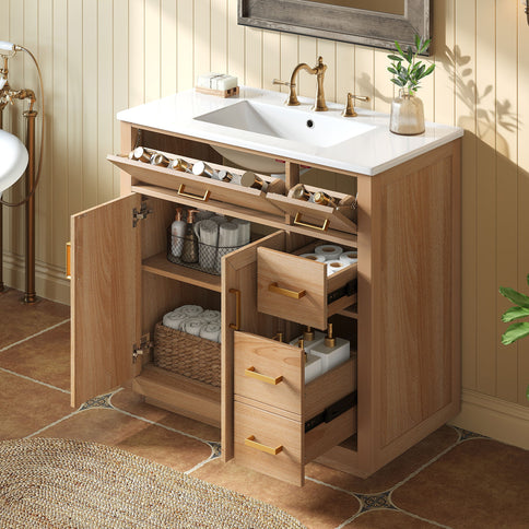 Bathroom Vanity & Sink, Soft Close Doors & Drawers - Wood