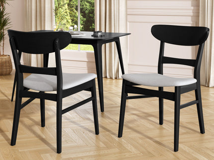 Mid Century Dining Chairs With Cushioned Seats And Wood Frame (Set of 2)