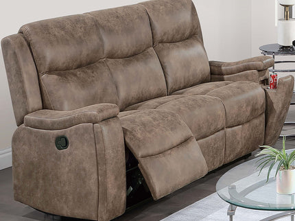 1 Piece Manual Motion Sofa Console Loveseat With Plush Back Cushion And Hidden Cup Holder - Auburn