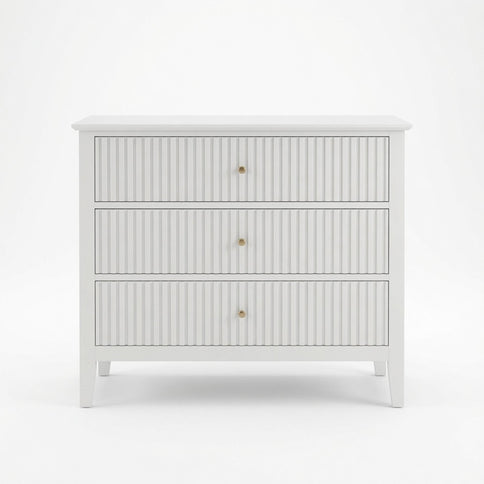 3 Drawer Nightstand, Wide With Soft Close Slides - White