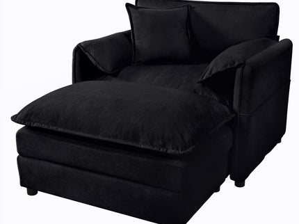 Oversized Chair With Movable Ottoman, Soft Upholstered Lounge Chair