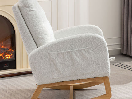 Accent Rocking Chair With Footrest, High Back