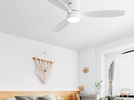Indoor / Outdoor Ceiling Fan With Blades, Reversible DC Motor, Remote Controlled LED Light - White