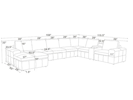 Modular Sectional With Large Square Arms, Custom Configuration