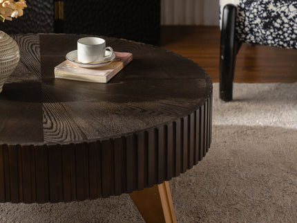Round Retro Coffee With Solid Wood Legs