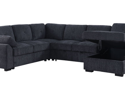 Nyhan - Upholstered Corner Sectional With Pull Out Loveseat And Storaged Chaise