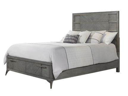 Storage Bed With Bookmatched Veneer