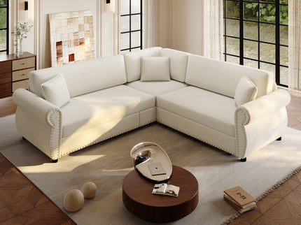 L-Shaped Sofa Couch With Pull-Out Bed