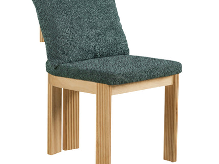 5 Piece Indoor Dining Set With Fluted Table Upholstered Chairs - Green / Natural