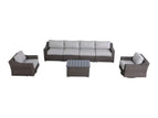 Dark Brown / 4 Pc. Stationary Sectional, 2 Swivel Chairs, Table
