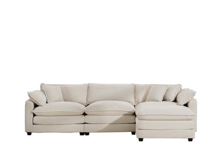 Modern Oversized Modular Cushion Sofa With Ottoman, Low Back, Deep Seating Sofa Set