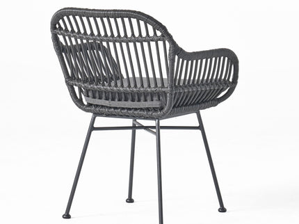 Outdoor Rattan Accent Chair With Metal Legs