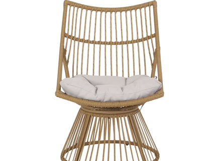 2 Piece Rattan Patio Set With Club Chair And Side Table - Beige / Light Brown
