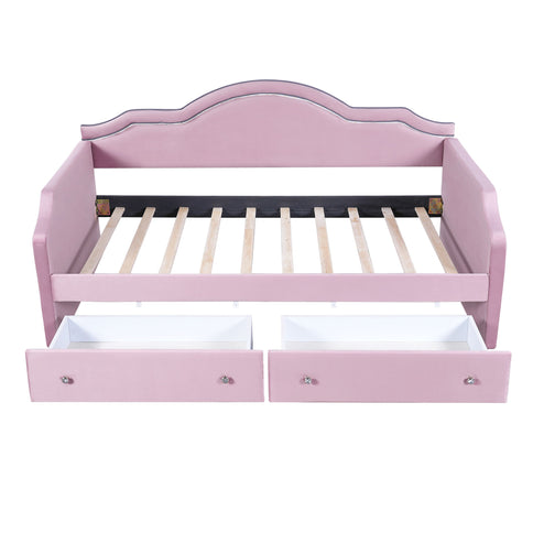 Upholstered Daybed With LED Lights And 2 Drawersme