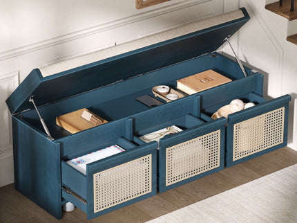 Entryway Shoe Bench With Drawers & Button Tufted Cushion