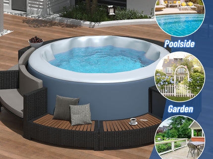 Spa Surround Spa Frame Patio Rattan Sofa Set With Storage Spaces, Mini Sofa And Comfortable Cushion For Patio, Backyard
