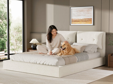 Airframe - Upholstered Bed Frame With Double Layered Upholstered Headboard