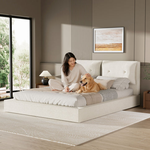 Airframe - Upholstered Bed Frame With Double Layered Upholstered Headboard