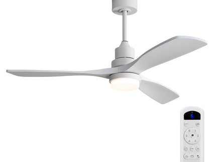 52" Blade Ceiling Fan With Remote Controlled LED Light And Quiet DC Motor - White