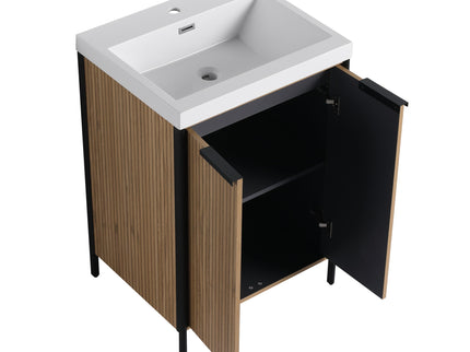 Modern Freestanding Bathroom Vanity With Resin Sink & Soft Close Cabinet Doors