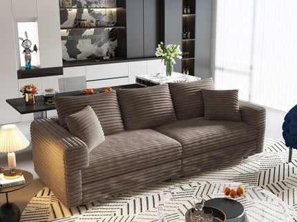 Deep Seat Convertible Sofa With Soft Pillows And Ottomans