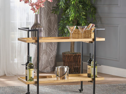 Modern Industrial Bar Cart With Shelving And Casters