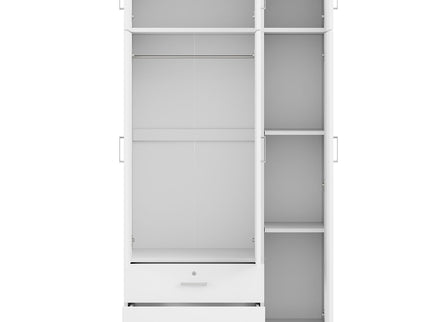 Modern 3 Door Mirror Wardrobe With 2 Drawers And Top Cabinet