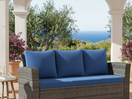 All-Weather Wicker 3 Seat Patio Sofa With Thick Cushions