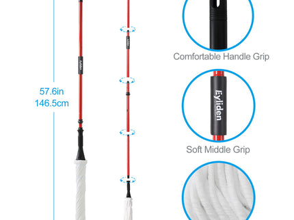 Ultra Fine Fiber Twist Mop With 57.5 Inch Long Handle For Dry And Wet Floor Cleaning - Red