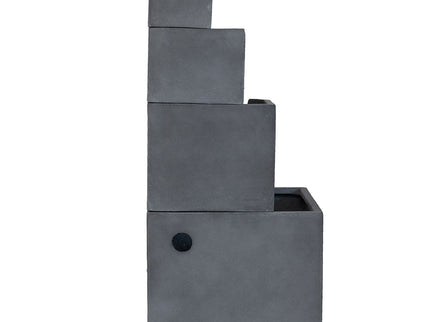 Cement 4 Tier Block Water Fountain Outdoor - Gray