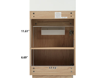 Bathroom Vanity With Reversible Resin Sink, Cabinet & Zinc Alloy Handles - Wood