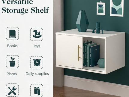 Cube Storage Organizer With Sliding Door Stackable Modular Bookshelf & Storage Cabinet - White