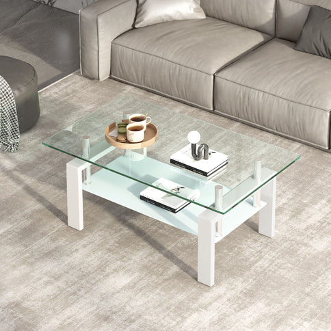 Tempered Glass Table With Storage