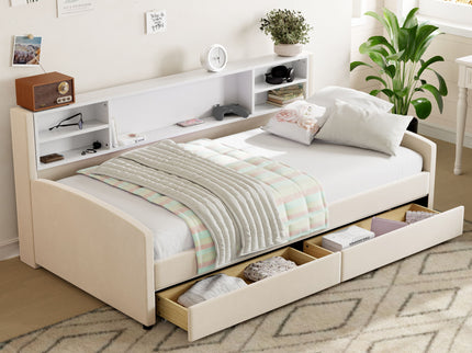 Luxurious Upholstered Platform Bed With Storage Drawers