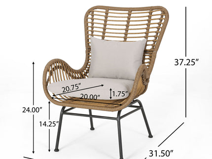 Modern Aesthetic Outdoor Rattan Accent Chair With Metal Legs