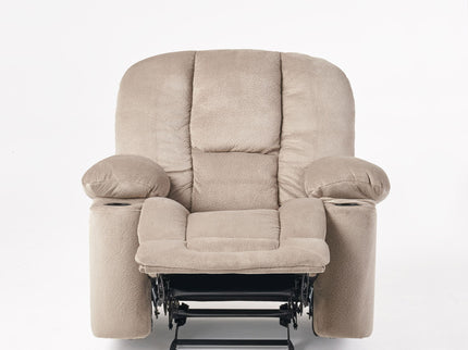 Luxurious Manual Recliner Chair With Skin-Friendly Fabric And Dual Cup Holders